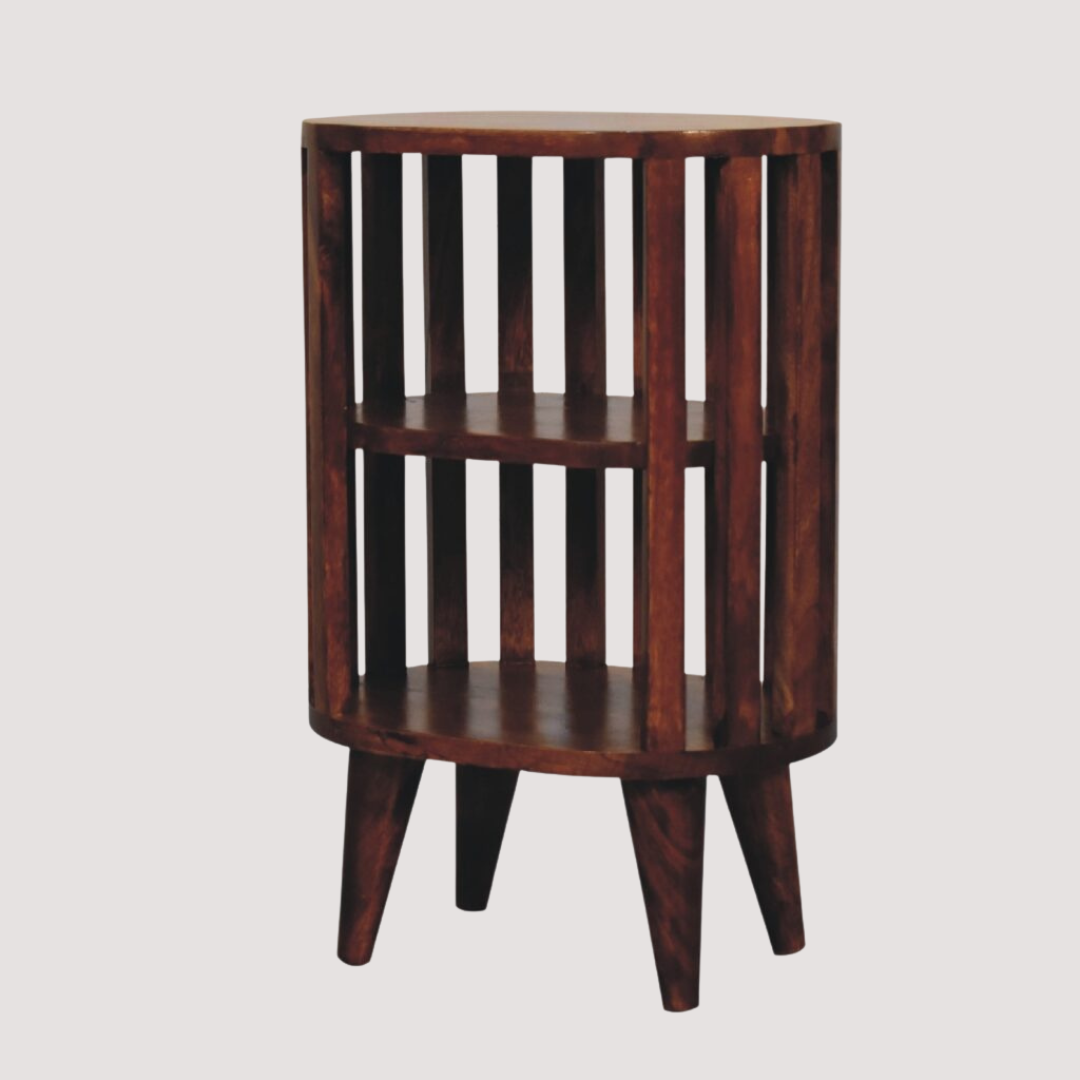 Kastanjehouten nachtkastje - nachtkastje met twee niveaus voor moderne slaapkamers