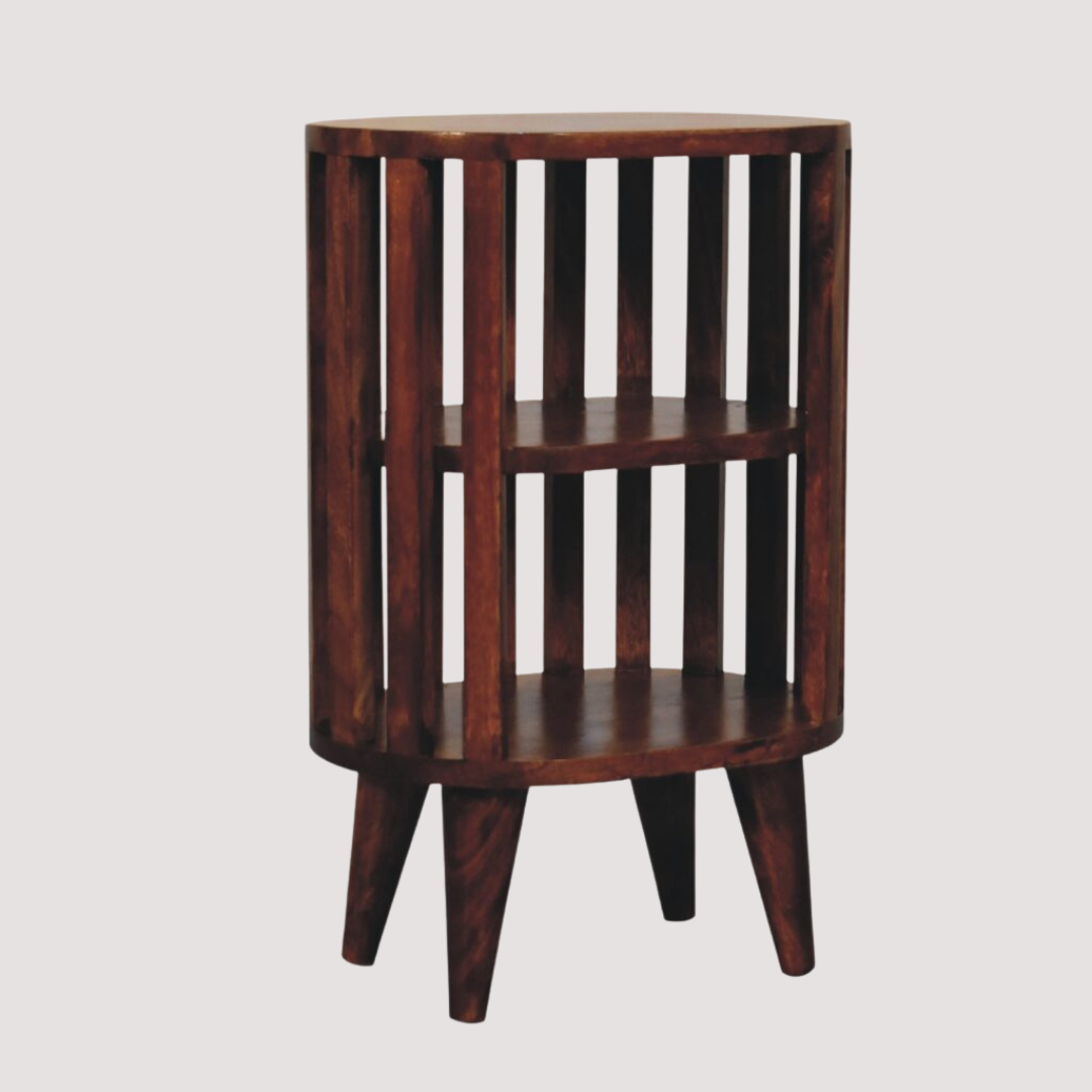 Kastanjehouten nachtkastje - nachtkastje met twee niveaus voor moderne slaapkamers