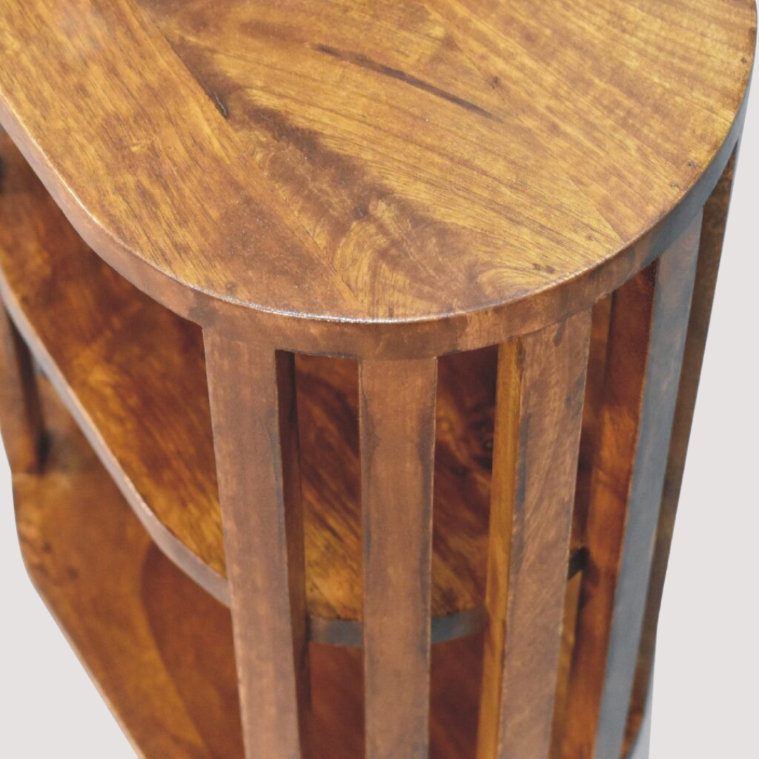 Kastanjehouten nachtkastje - nachtkastje met twee niveaus voor moderne slaapkamers