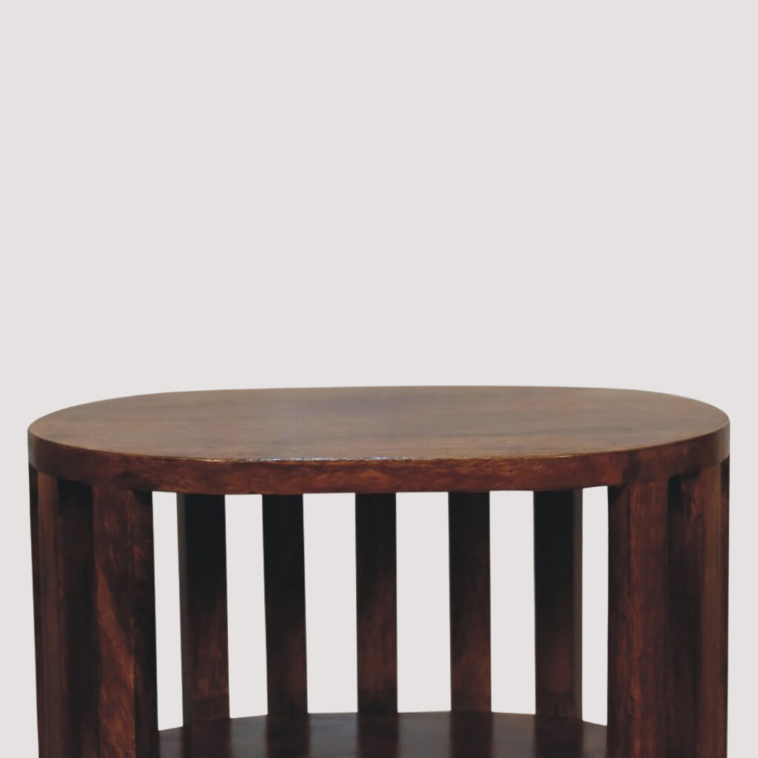 Kastanjehouten nachtkastje - nachtkastje met twee niveaus voor moderne slaapkamers