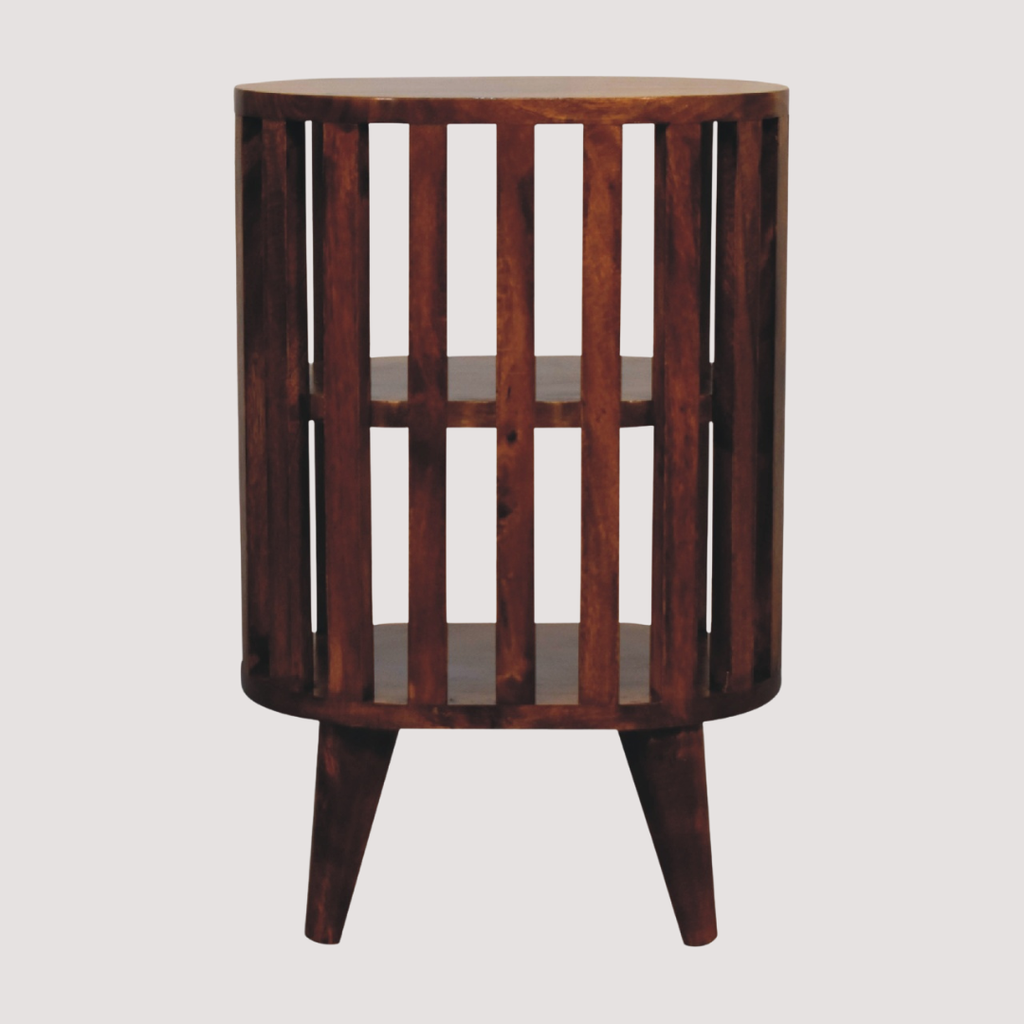 Kastanjehouten nachtkastje - nachtkastje met twee niveaus voor moderne slaapkamers