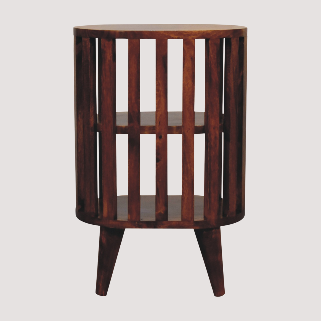 Kastanjehouten nachtkastje - nachtkastje met twee niveaus voor moderne slaapkamers