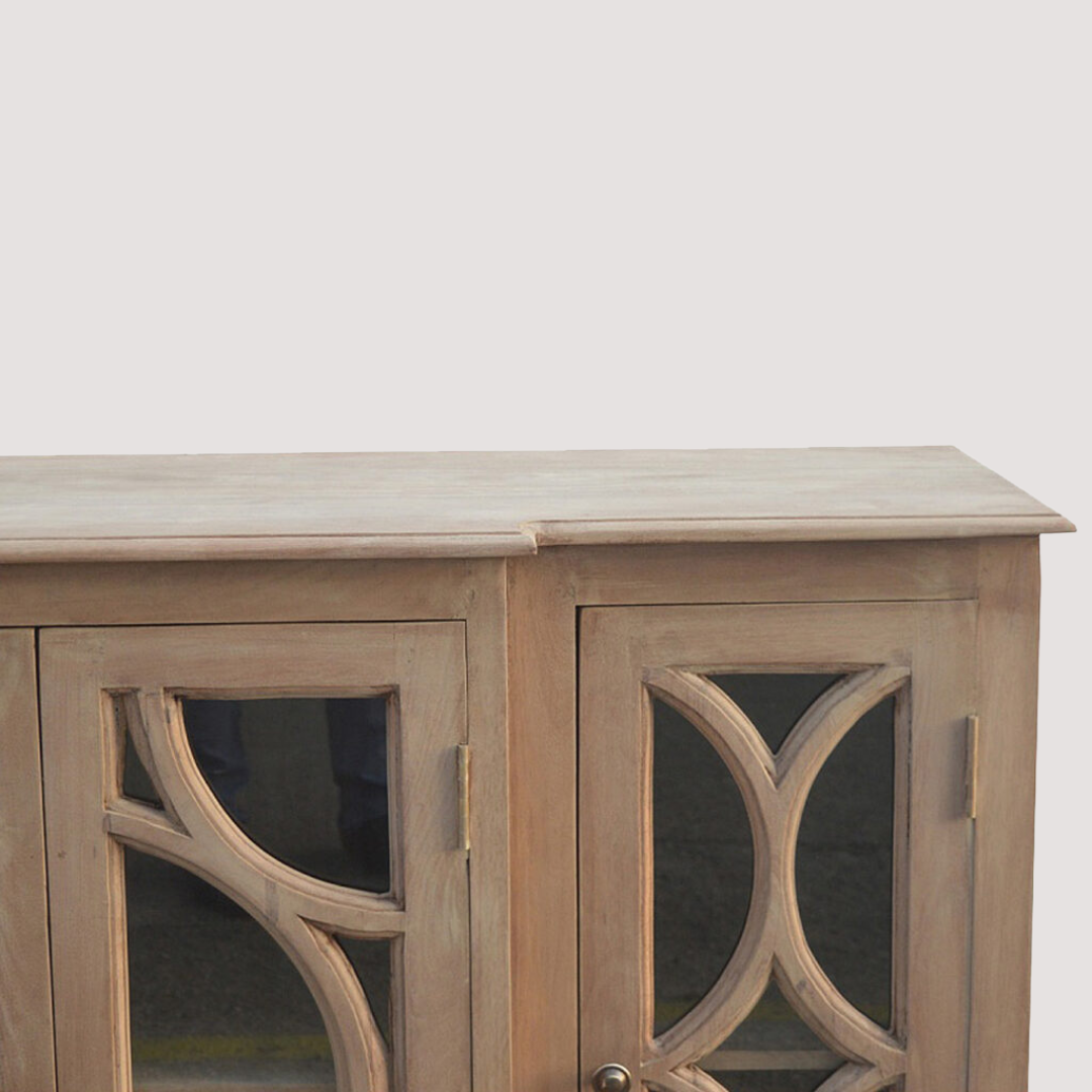 Mediaconsole van gebeeldhouwd hout - Entertainmenttafel van geglazuurd hout