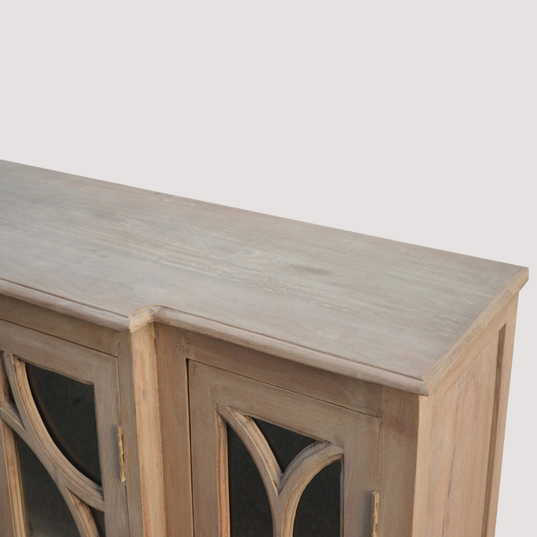 Mediaconsole van gebeeldhouwd hout - Entertainmenttafel van geglazuurd hout