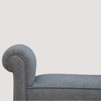 Elegante zwarte tweed gestoffeerde bank - Klassieke accentstoel met gesneden houten poten