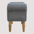 Elegante zwarte tweed gestoffeerde bank - Klassieke accentstoel met gesneden houten poten