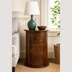 Artisan Chestnut Ronde Kist – 3-ladenkast voor stijlvolle accentopslag