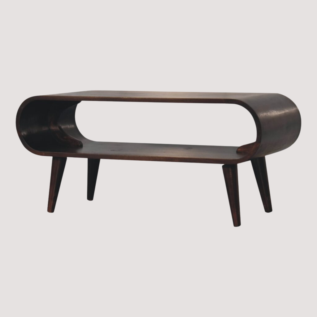 Salontafel met walnoothouten afwerking – elegant licht houtdesign voor gezellige interieurs