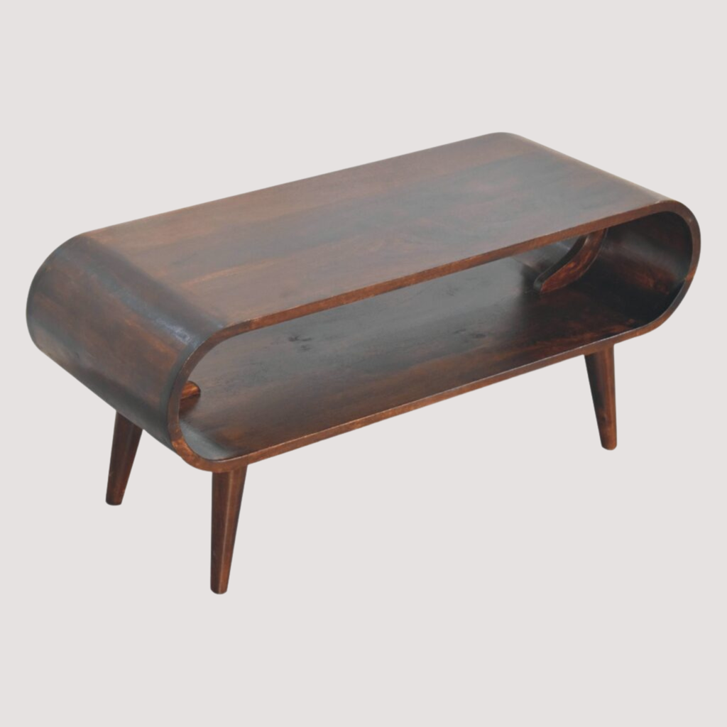 Salontafel met walnoothouten afwerking – elegant licht houtdesign voor gezellige interieurs