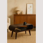 Salontafel met walnoothouten afwerking – elegant licht houtdesign voor gezellige interieurs