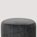 Glamoureuze ronde voetenbank van fluweel – geplooide gestoffeerde voetenbank voor stijlvol comfort