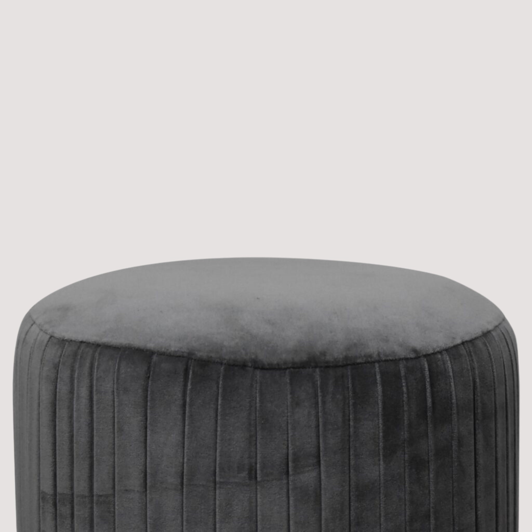 Glamoureuze ronde voetenbank van fluweel – geplooide gestoffeerde voetenbank voor stijlvol comfort