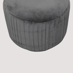 Glamoureuze ronde voetenbank van fluweel – geplooide gestoffeerde voetenbank voor stijlvol comfort
