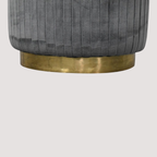 Glamoureuze ronde voetenbank van fluweel – geplooide gestoffeerde voetenbank voor stijlvol comfort