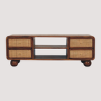 Handgemaakte mediastandaard van kastanjehout - entertainmentmeubel met vier laden voor moderne woningen