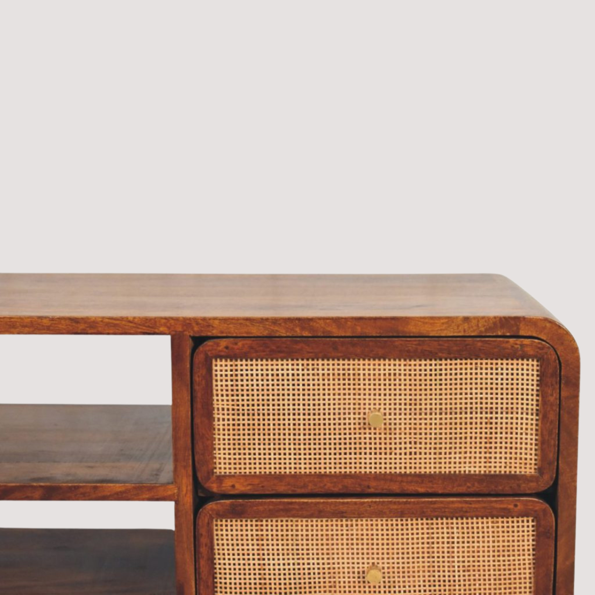 Handgemaakte mediastandaard van kastanjehout - entertainmentmeubel met vier laden voor moderne woningen