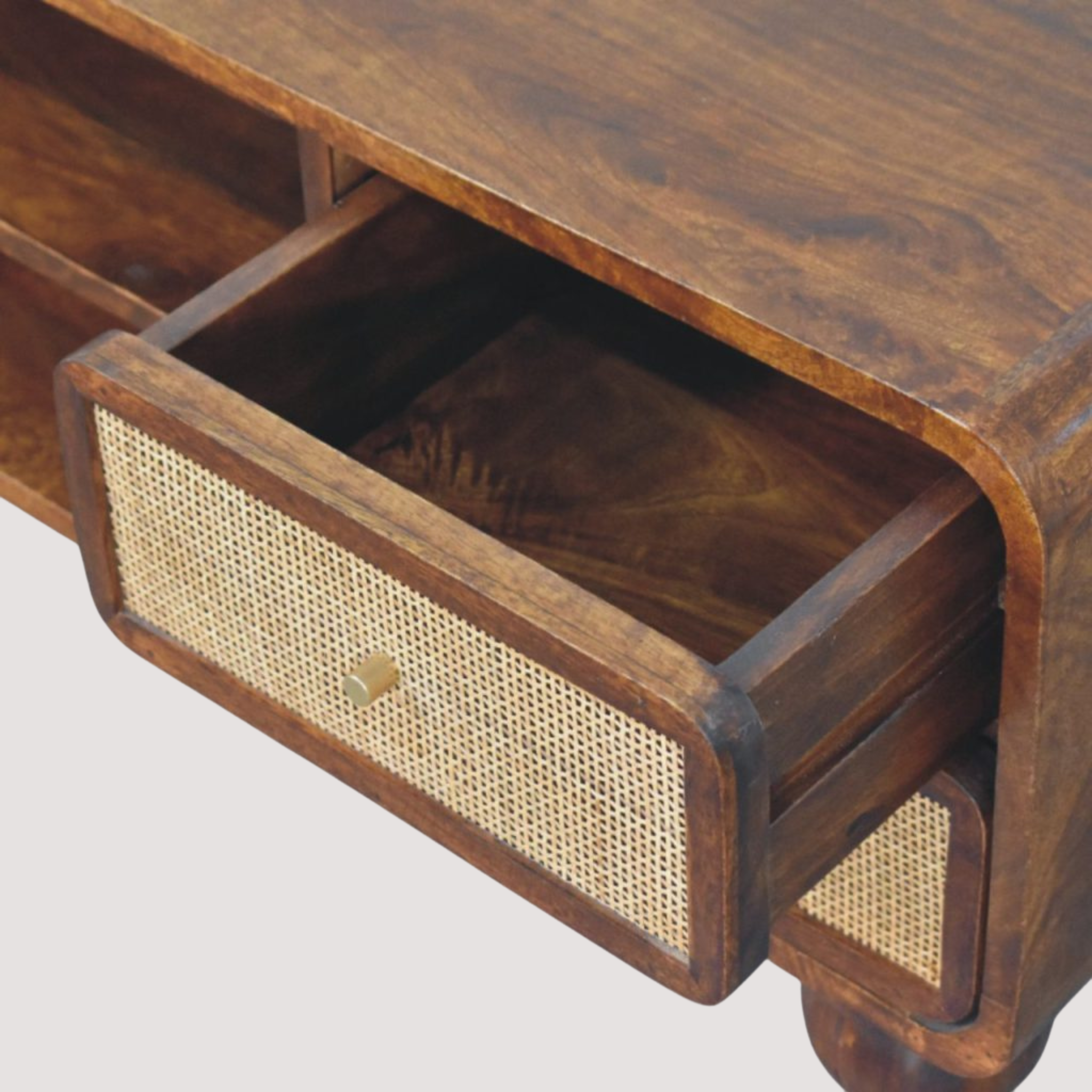 Handgemaakte mediastandaard van kastanjehout - entertainmentmeubel met vier laden voor moderne woningen