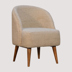 Gebogen Bouclé stoel - Crèmekleurige structuurstof kuipzitting voor moderne interieurs